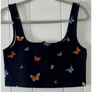 Forever 21 Butterfly Print Crop Top Size XL